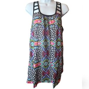 OP Multi-Colored Geometric Cut Out Tank Top